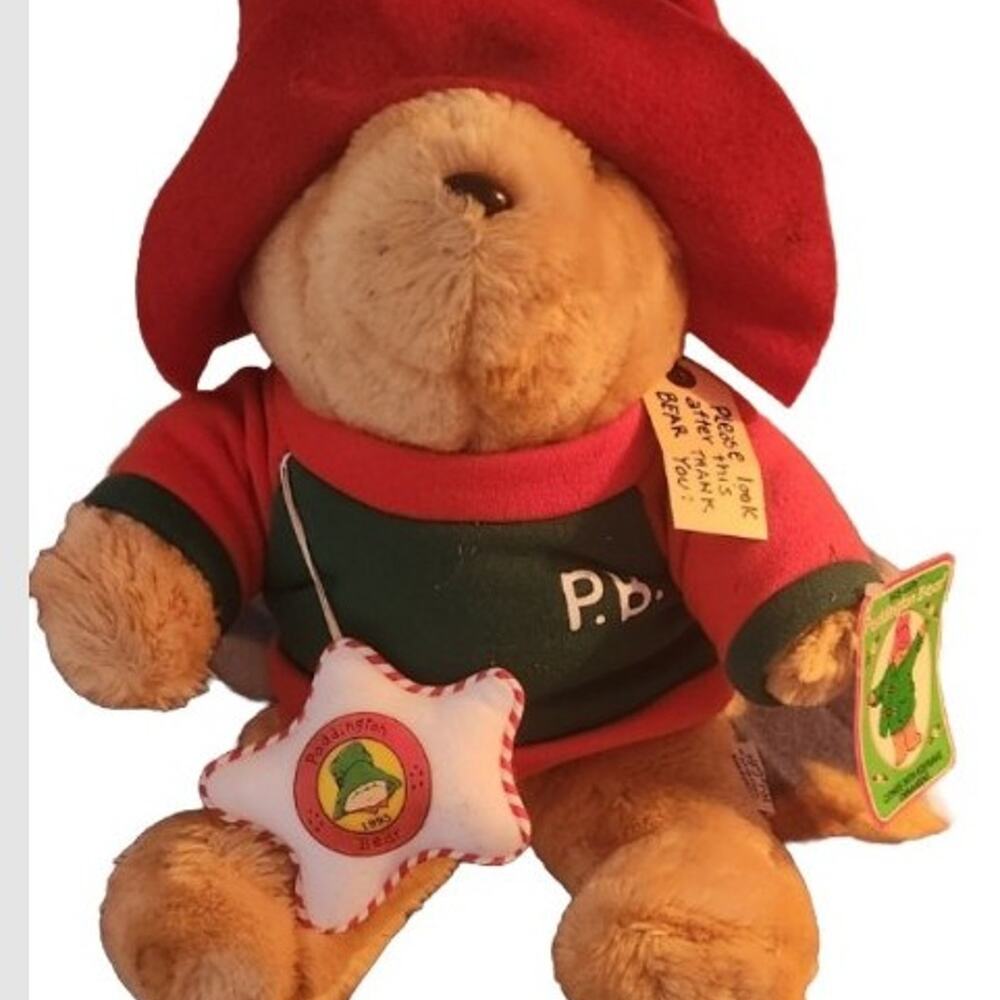 NEW With Tags Sears 1995 CHRISTMAS PADDINGTON BEAR 15" Plush STUFFED ANIMAL Toy